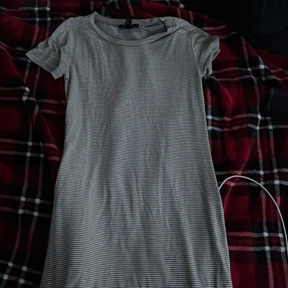 tan striped tshirt dress
